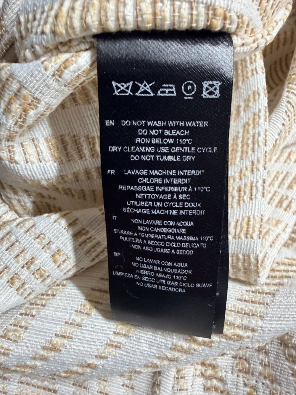 IRO Paris Nahel Zebra Pattern Jacquard Camp Shirt Beige Ecru NWT FR 38 - Picture 6 of 12